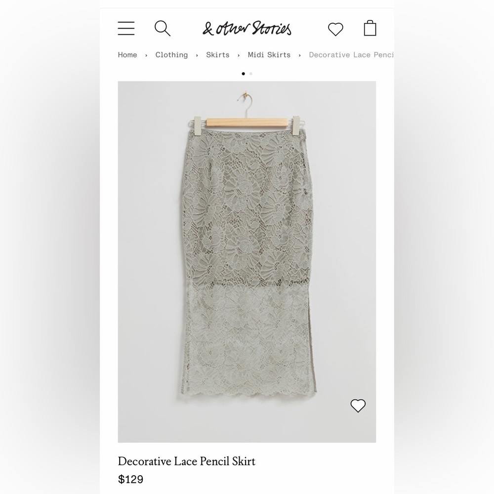 & Other Stories Gray Lace Maxi Skirt